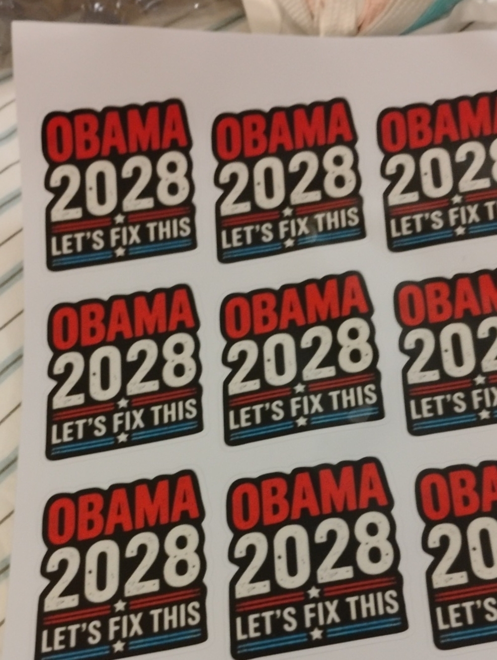 Free Obama 2028 Let's Fix This Sticker - Red, White & Blue W Every Purchase!